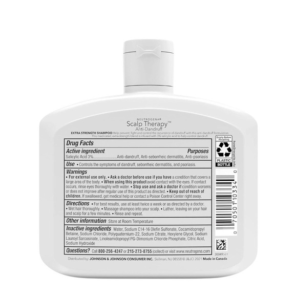 Neutrogena Scalp Therapy Anti-Dandruff Shampoo Extra Strength, with 3% Salicylic - Picture 3 of 8
